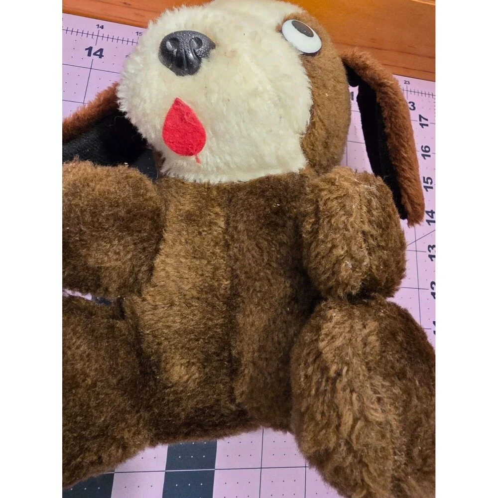 Vintage Commonwealth Ramona Dog Plush Brown White Big Eyes Stuffed Animal 8